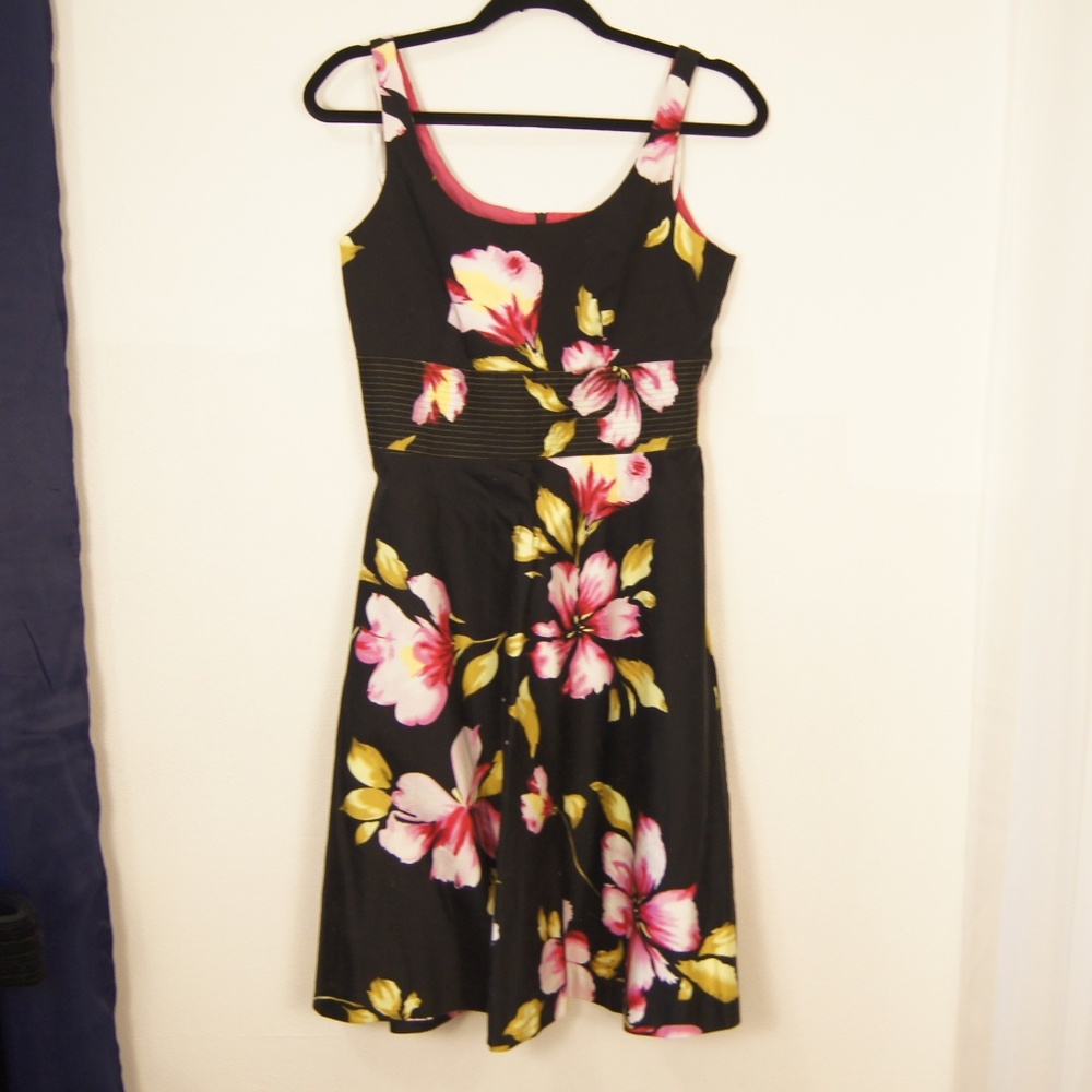 ☀️Black Pink Green Floral Sundress